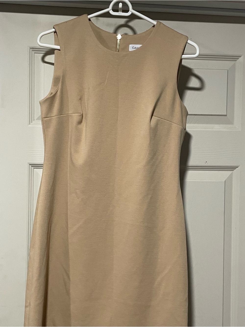 Calvin Klein Sleeveless Midi Dress in Tan